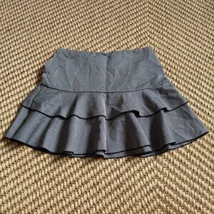 Heart soul Herringbone Gray Ruffled Mini Skirt Size Small S or 3 Academia Siren